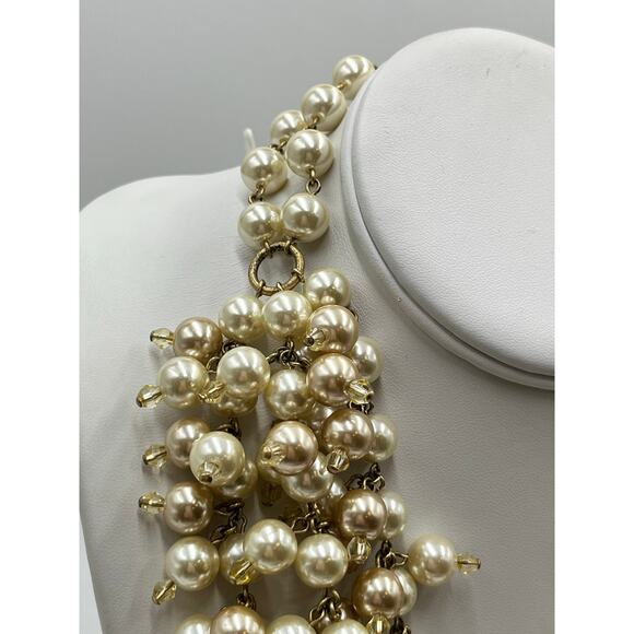 Stella and Dot Sophia MultiStrand Cluster Ivory Faux Pearl Bib Necklace - Picture 4 of 9